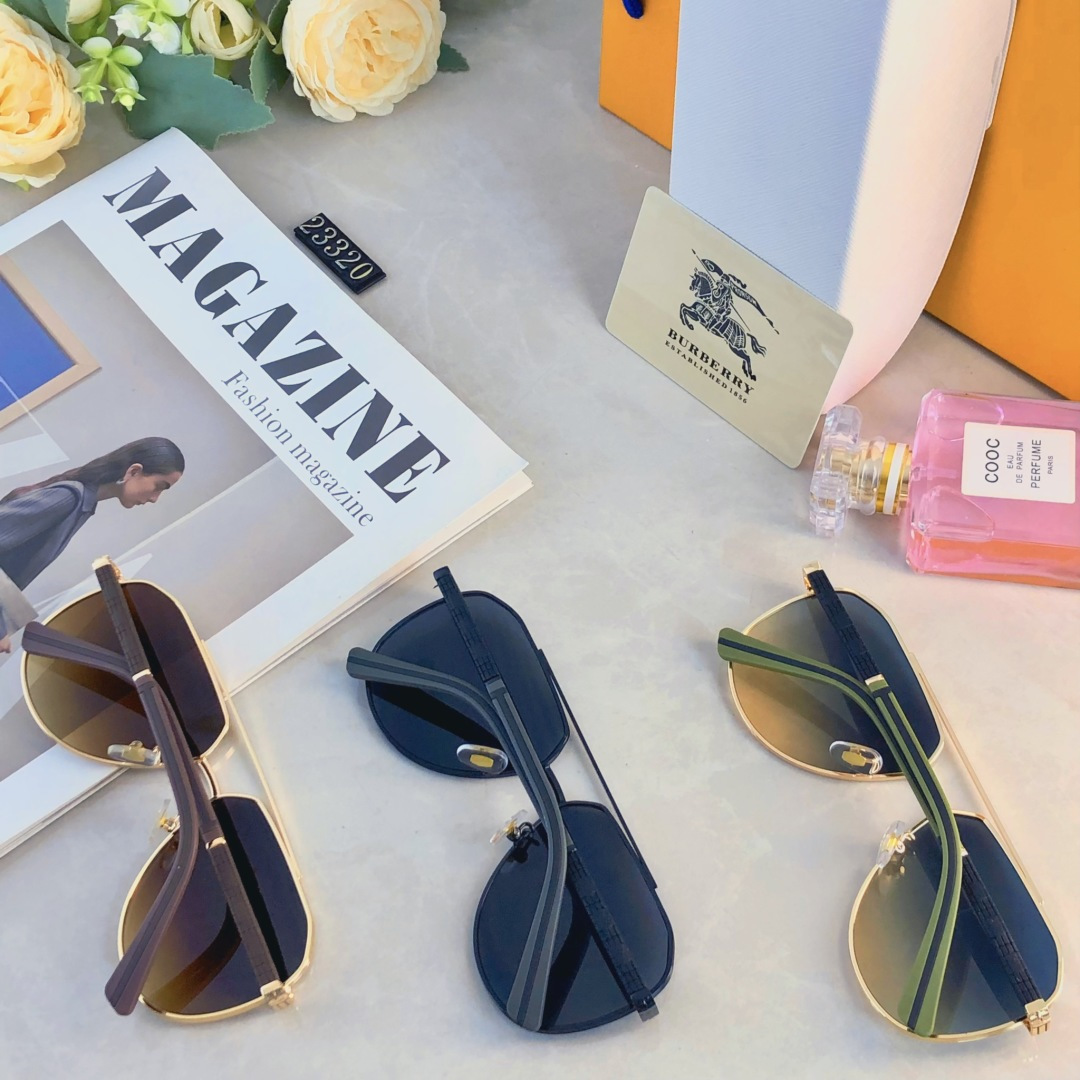 🔥🔥Burberr*情侣款复古飞行员太阳镜男女高颜值时尚街拍遮阳防晒墨镜拍照旅游