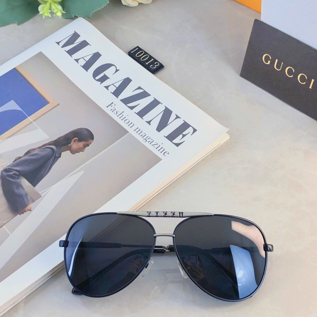 🔥🔥Gucc*2025新款偏光太阳镜男士时尚金属框墨镜蛤蟆镜户外钓鱼开车驾驶镜