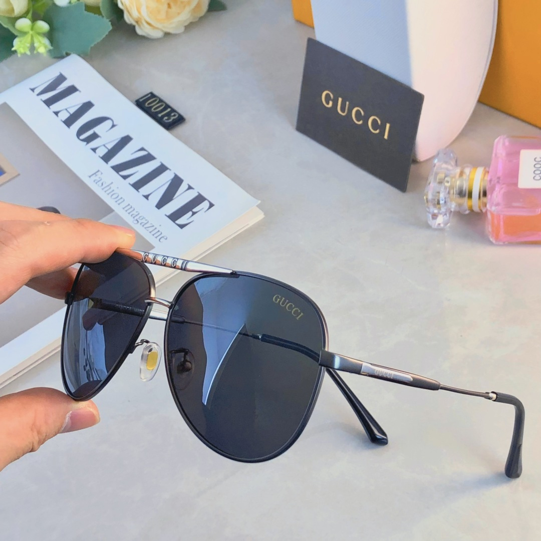 🔥🔥Gucc*2025新款偏光太阳镜男士时尚金属框墨镜蛤蟆镜户外钓鱼开车驾驶镜