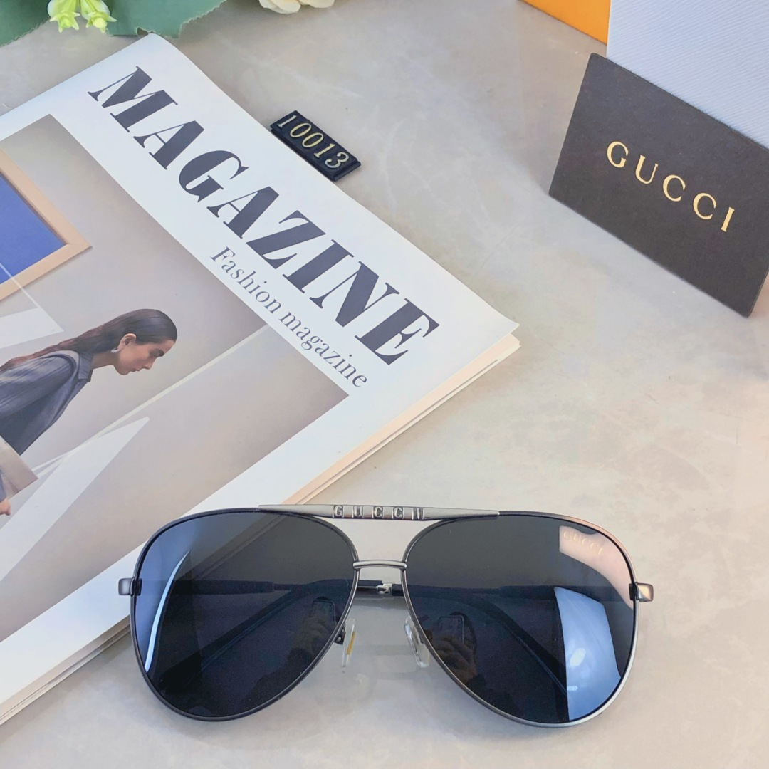 🔥🔥Gucc*2025新款偏光太阳镜男士时尚金属框墨镜蛤蟆镜户外钓鱼开车驾驶镜