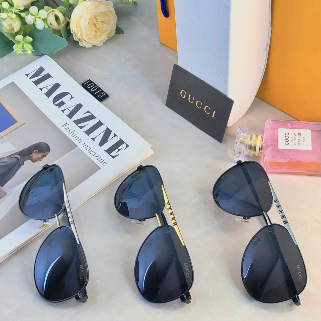 🔥🔥Gucc*2025新款偏光太阳镜男士时尚金属框墨镜蛤蟆镜户外钓鱼开车驾驶镜