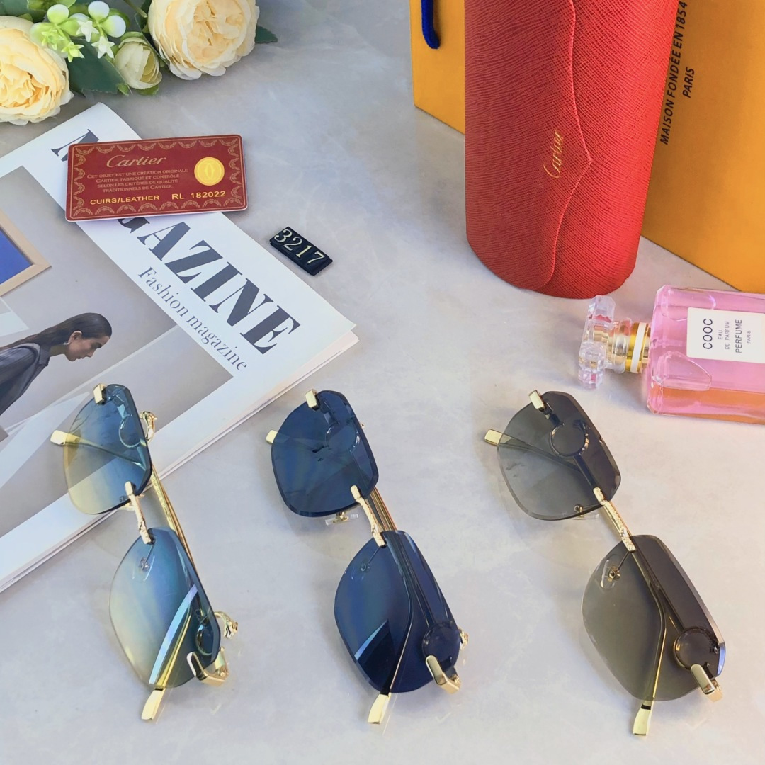 🔥🔥Cartie*个性气质墨镜防晒太阳眼镜金属无框单梁眼镜