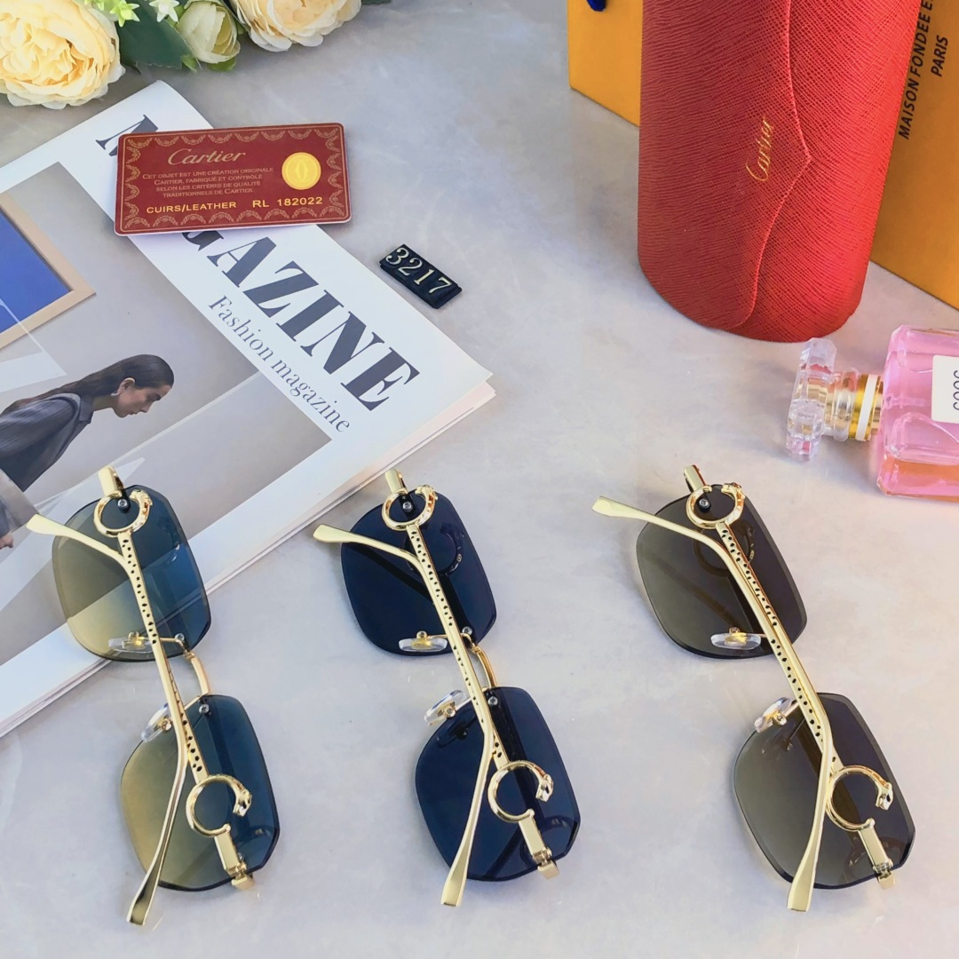 🔥🔥Cartie*个性气质墨镜防晒太阳眼镜金属无框单梁眼镜