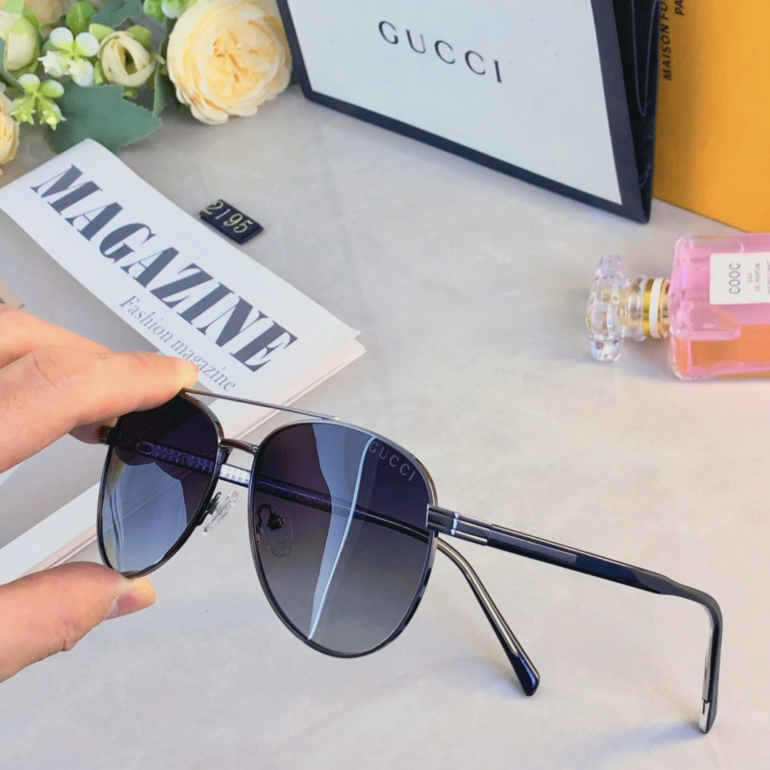 。。Gucc*情侣款复古飞行员太阳镜男女高颜值时尚街拍遮阳防晒墨镜拍照旅游