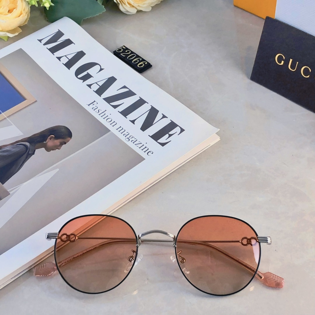 。。Gucc*新款轻盈圆形金属框偏光太阳镜女防紫外线高级感遮阳户外墨镜女潮