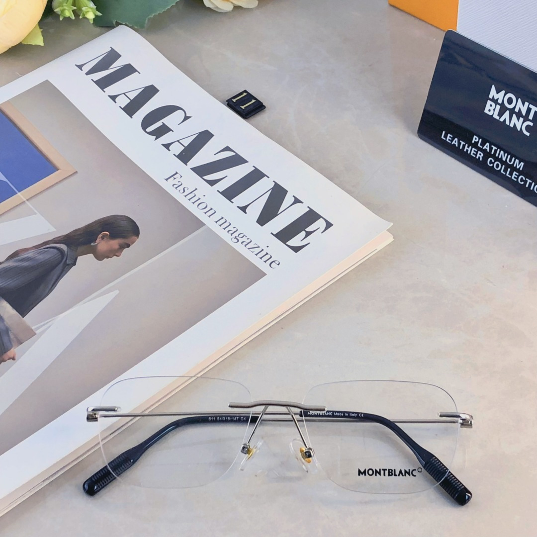 。。Montblan*眼镜框简约无框男女同款光学近视眼镜架