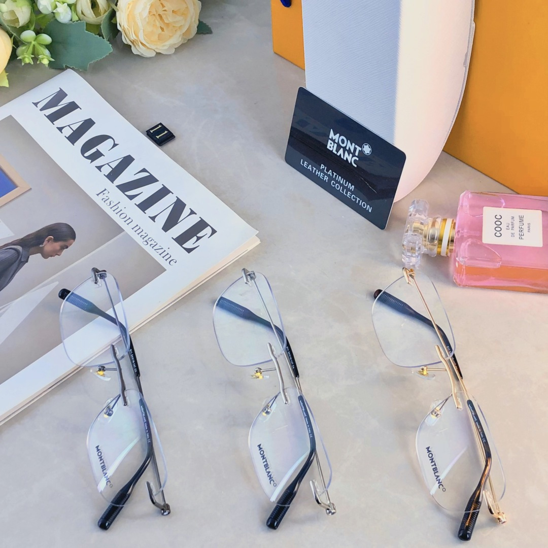 。。Montblan*眼镜框简约无框男女同款光学近视眼镜架