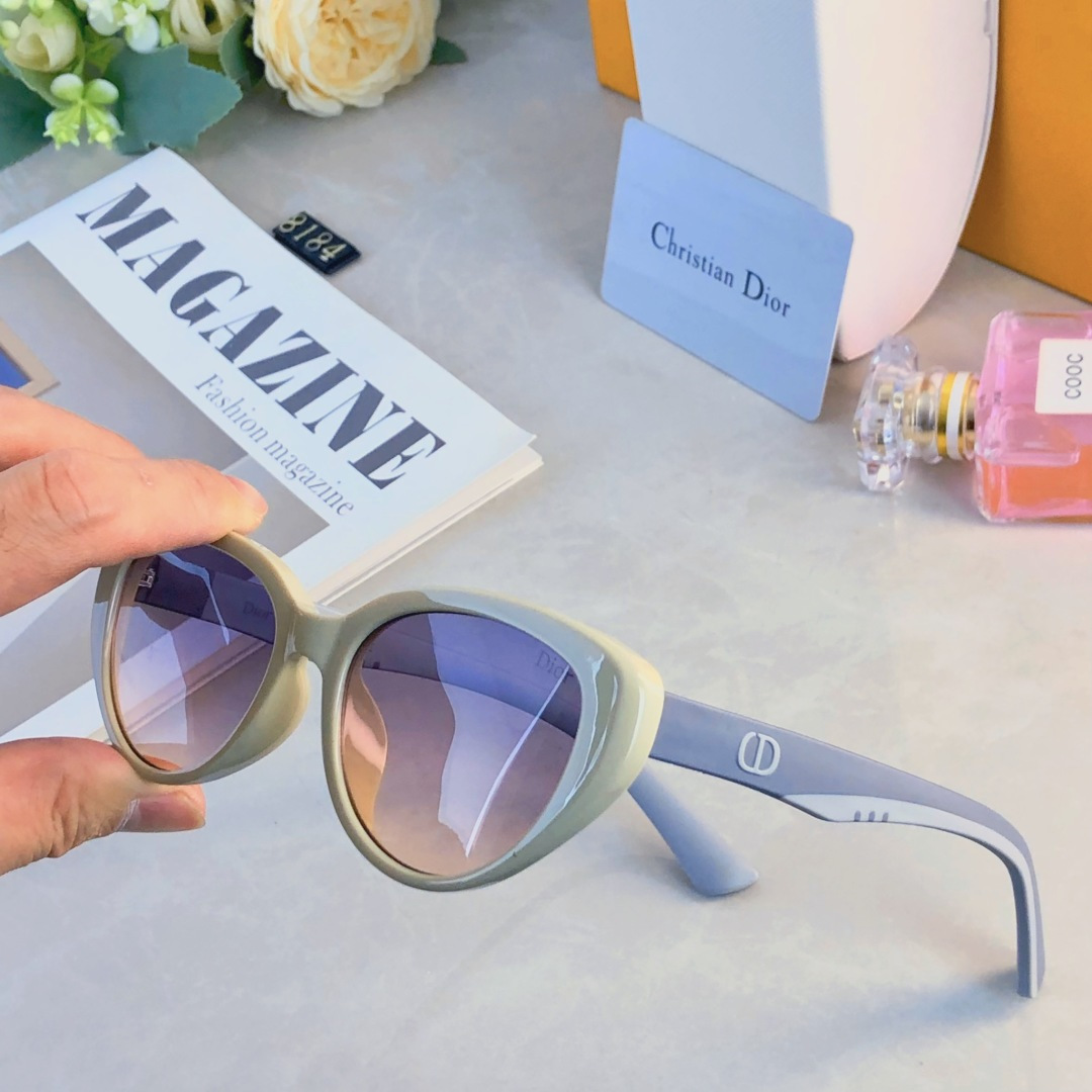 。。Dio*同款小猫眼墨镜时髦感精致网红高级凹造型太阳眼镜拍照圆脸