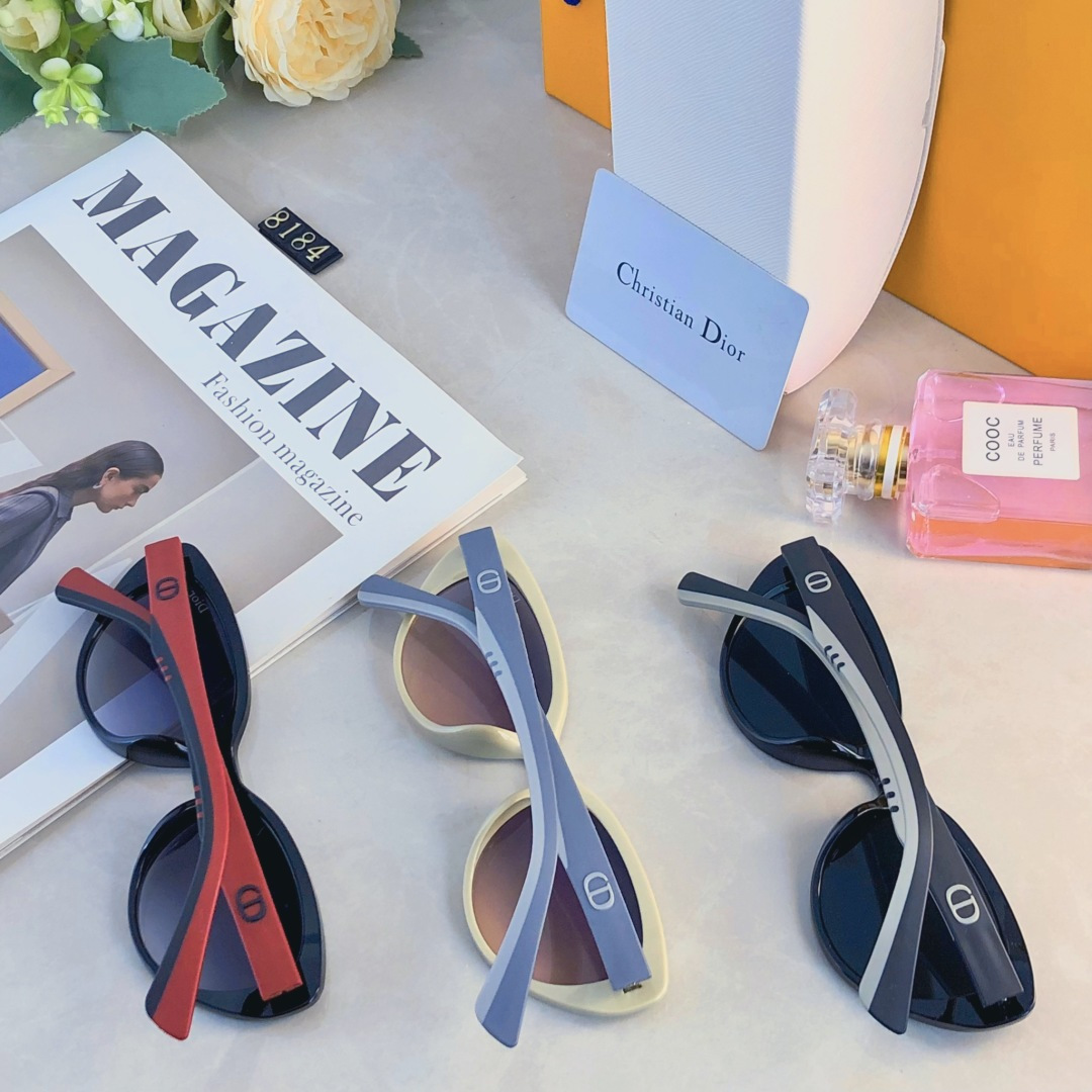 。。Dio*同款小猫眼墨镜时髦感精致网红高级凹造型太阳眼镜拍照圆脸