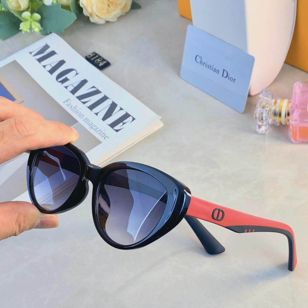 。。Dio*同款小猫眼墨镜时髦感精致网红高级凹造型太阳眼镜拍照圆脸