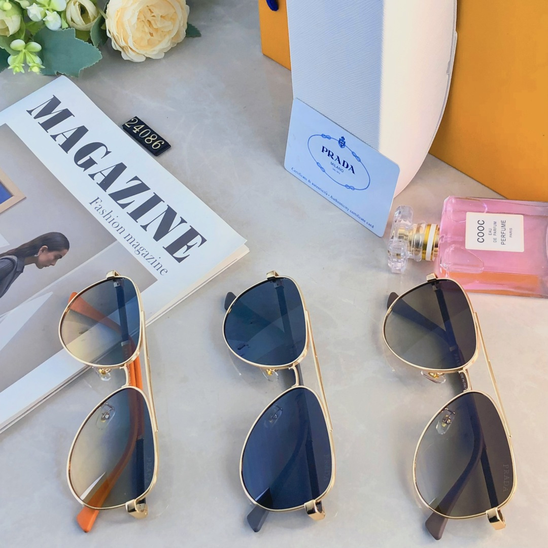 。。Prad*2025时尚新款蛤蟆墨镜复古素颜百搭男女太阳镜防紫外线眼镜