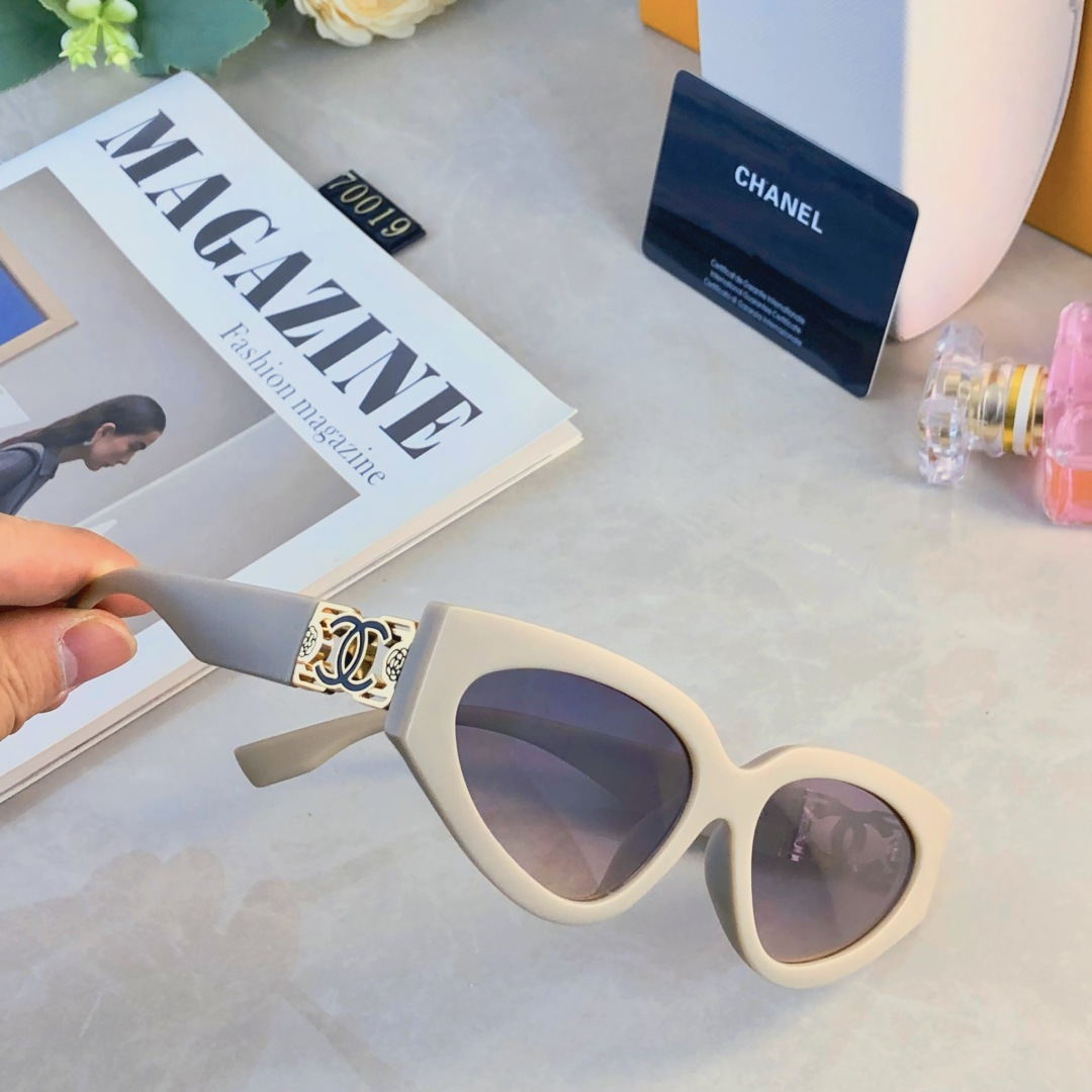 。。Chane*虞书欣同款猫眼复古个性小框太阳眼镜墨镜