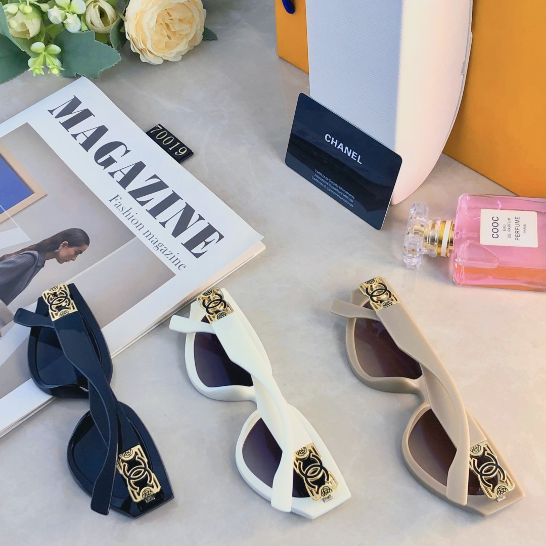 。。Chane*虞书欣同款猫眼复古个性小框太阳眼镜墨镜