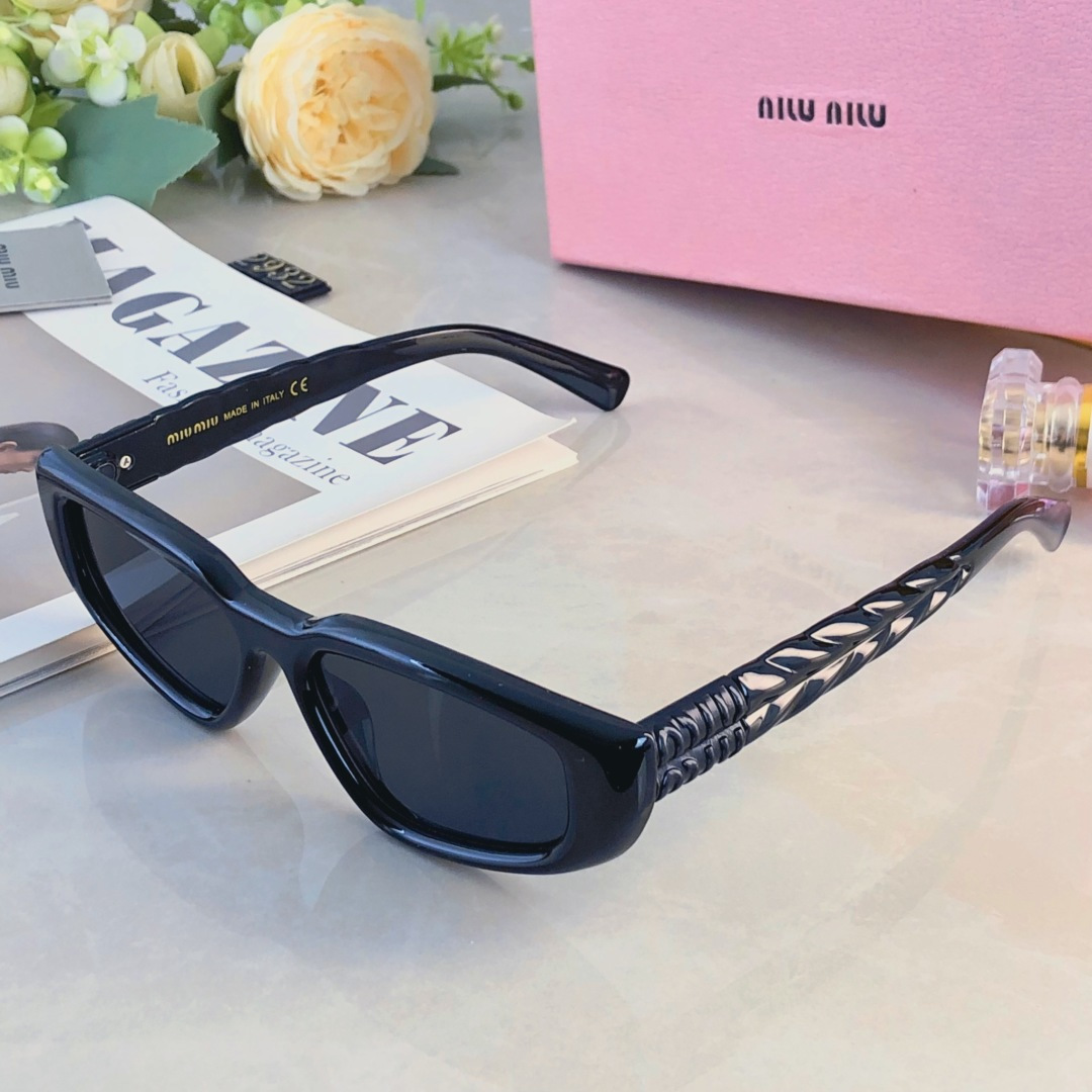 。。miumi*墨镜时尚2025新款复古猫眼个性小框防晒防紫外线太阳眼镜大脸