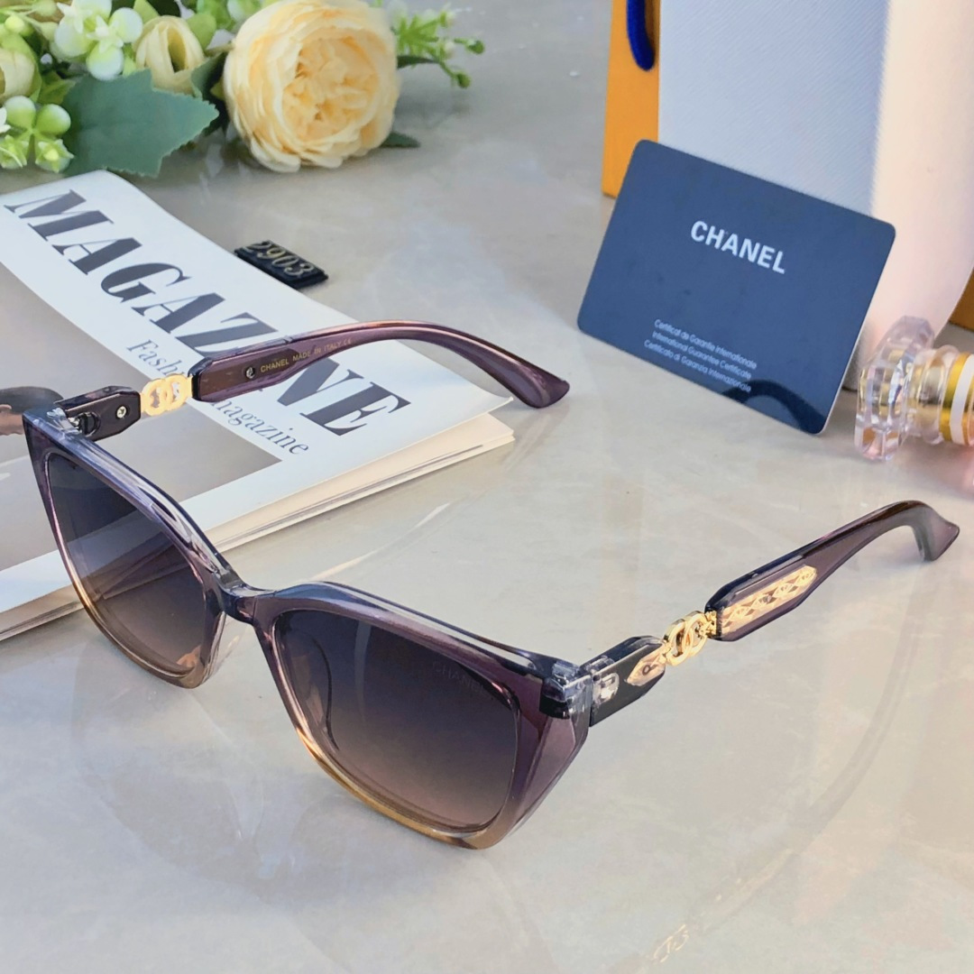。。Chane*时尚复古链条ins欧美太阳镜百搭英伦风猫眼墨镜多边眼镜时尚