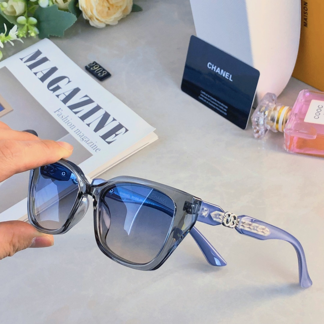 。。Chane*时尚复古链条ins欧美太阳镜百搭英伦风猫眼墨镜多边眼镜时尚