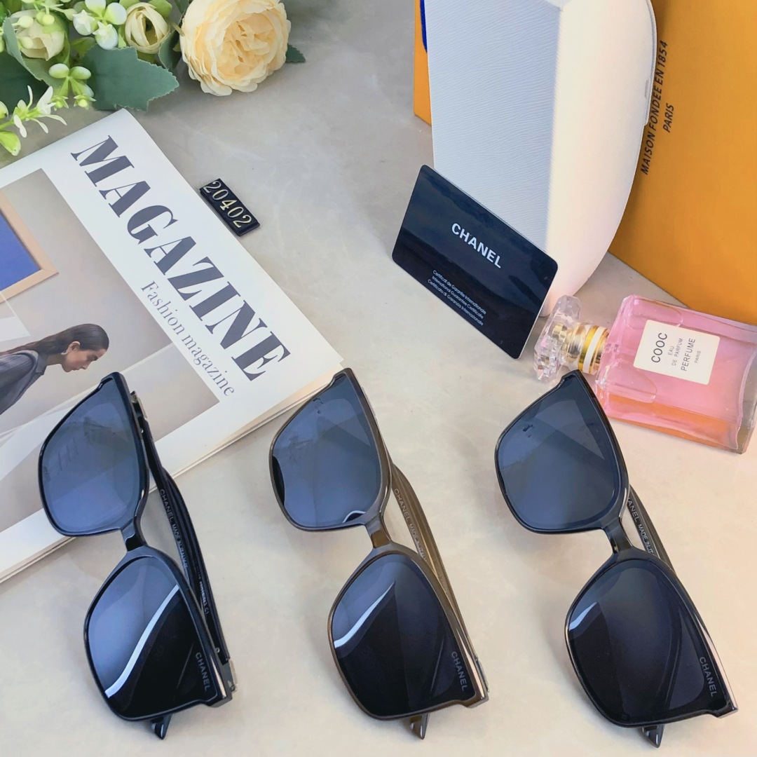 。。Chane*新款墨镜女高级感韩版潮款防紫外线防晒大框显脸小男太阳眼镜