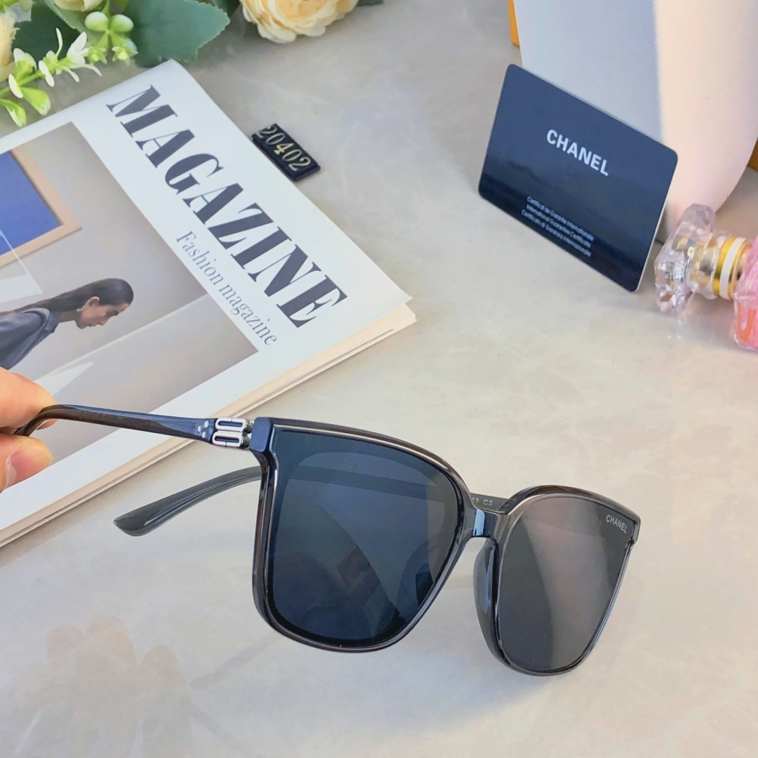 。。Chane*新款墨镜女高级感韩版潮款防紫外线防晒大框显脸小男太阳眼镜