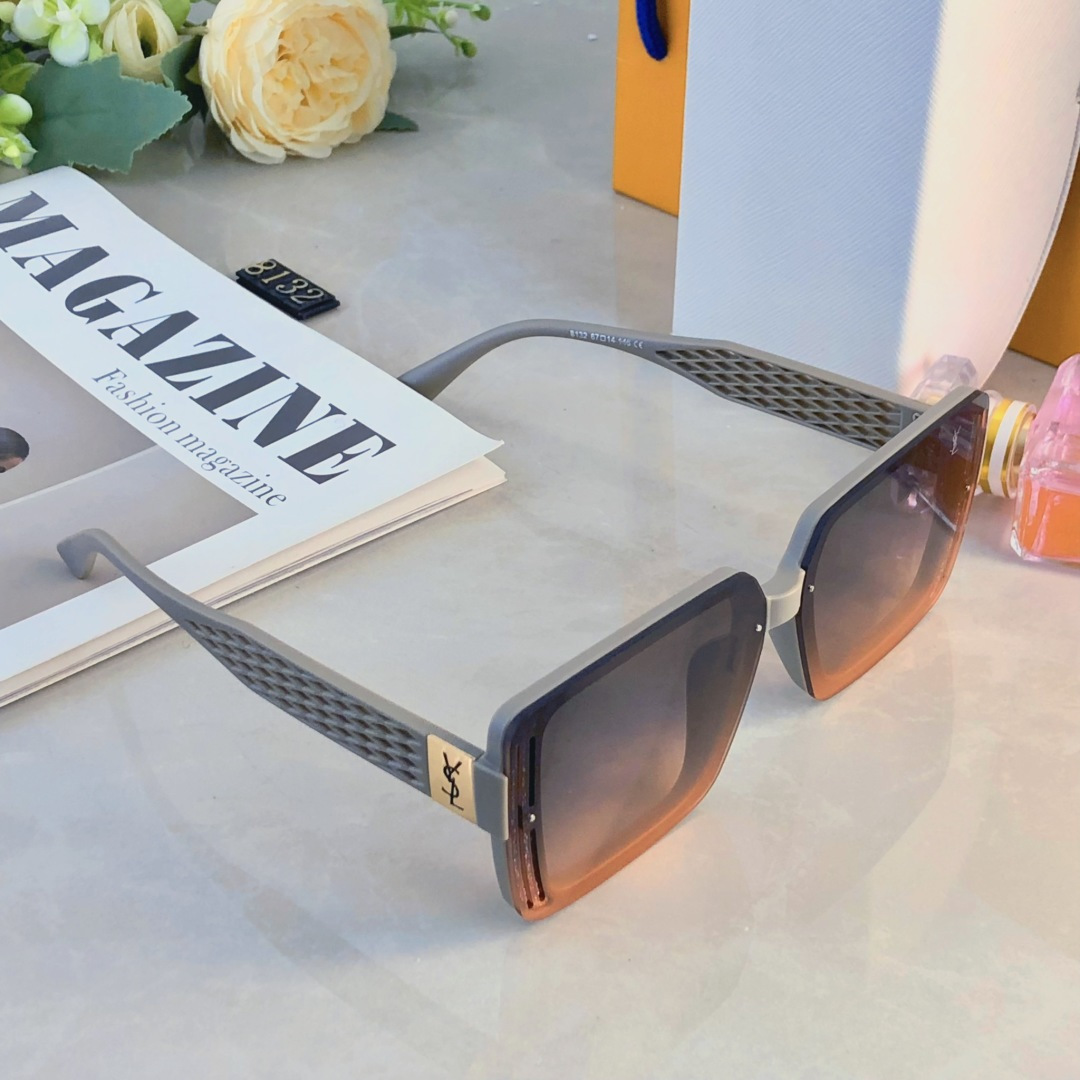 。。Ysl新款韩版太阳眼镜女抗UV高级感侧面档风太阳眼镜遮阳镜街拍潮
