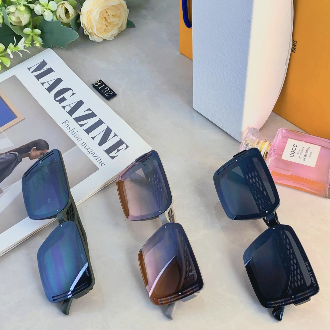 。。Ysl新款韩版太阳眼镜女抗UV高级感侧面档风太阳眼镜遮阳镜街拍潮