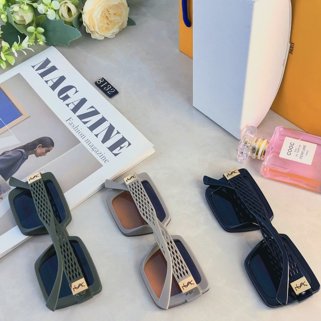 。。Ysl新款韩版太阳眼镜女抗UV高级感侧面档风太阳眼镜遮阳镜街拍潮