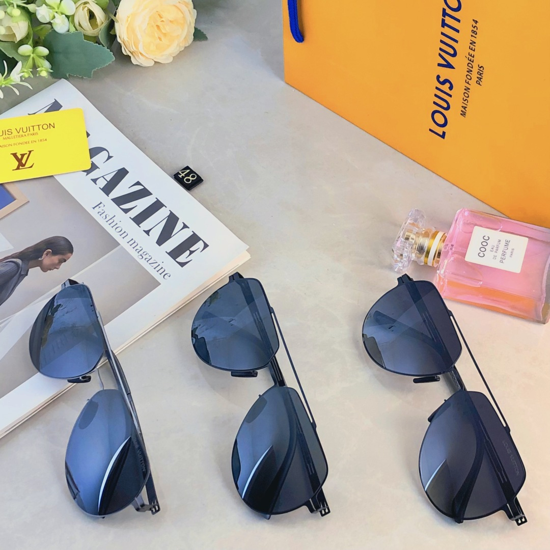 。。Louis vuitto*不锈钢双梁无螺丝男士偏光太阳镜超轻高级感太阳眼镜遮阳大框墨镜