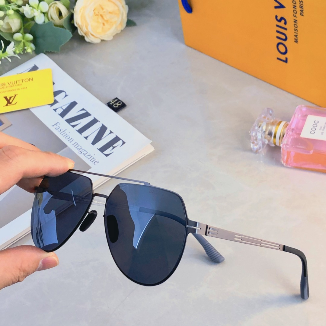 。。Louis vuitto*不锈钢双梁无螺丝男士偏光太阳镜超轻高级感太阳眼镜遮阳大框墨镜