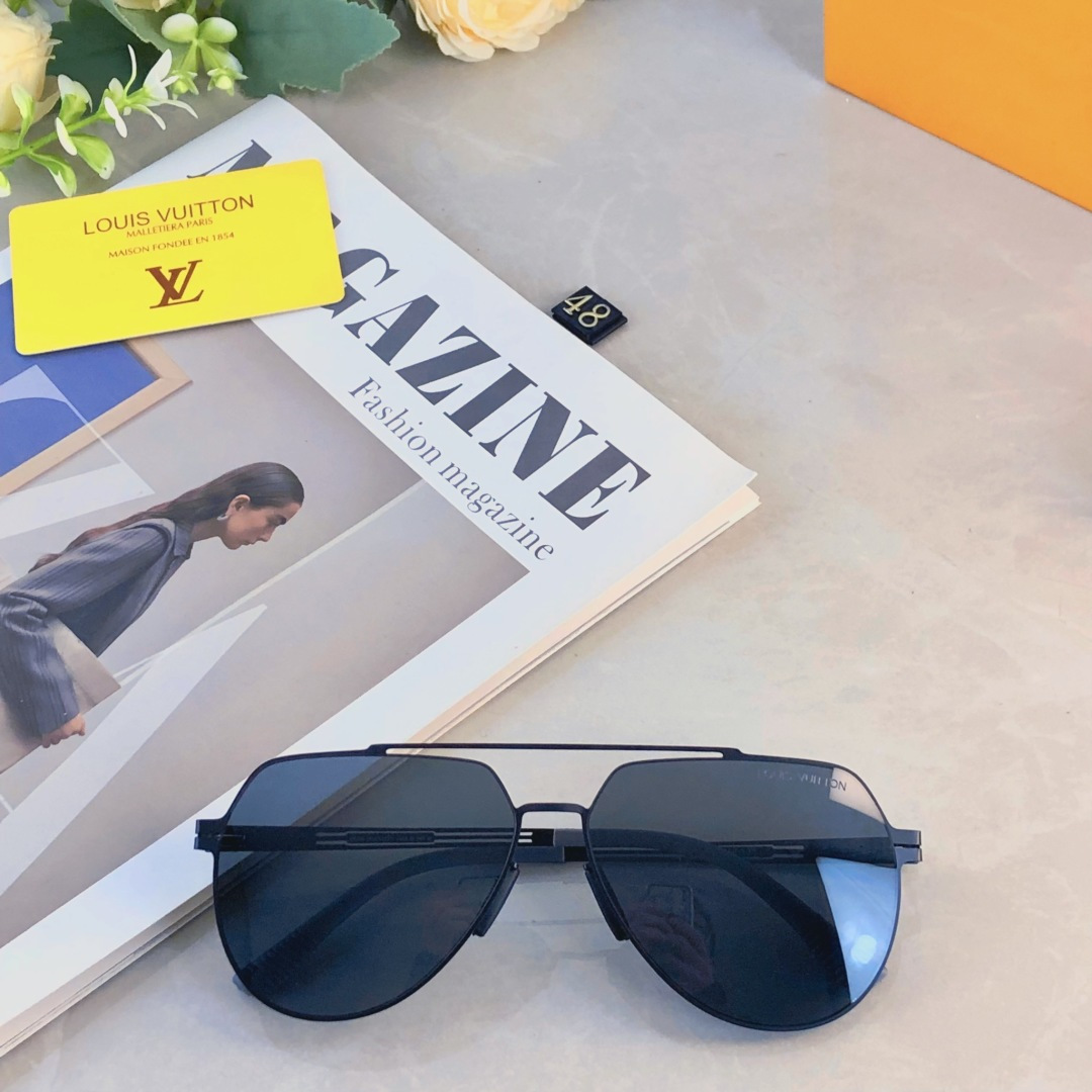 。。Louis vuitto*不锈钢双梁无螺丝男士偏光太阳镜超轻高级感太阳眼镜遮阳大框墨镜