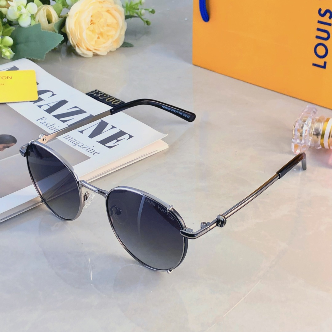 。。Louis vuitto*欧美风金属圆形复古偏光墨镜女高级感防紫外线开车时尚太阳镜男潮