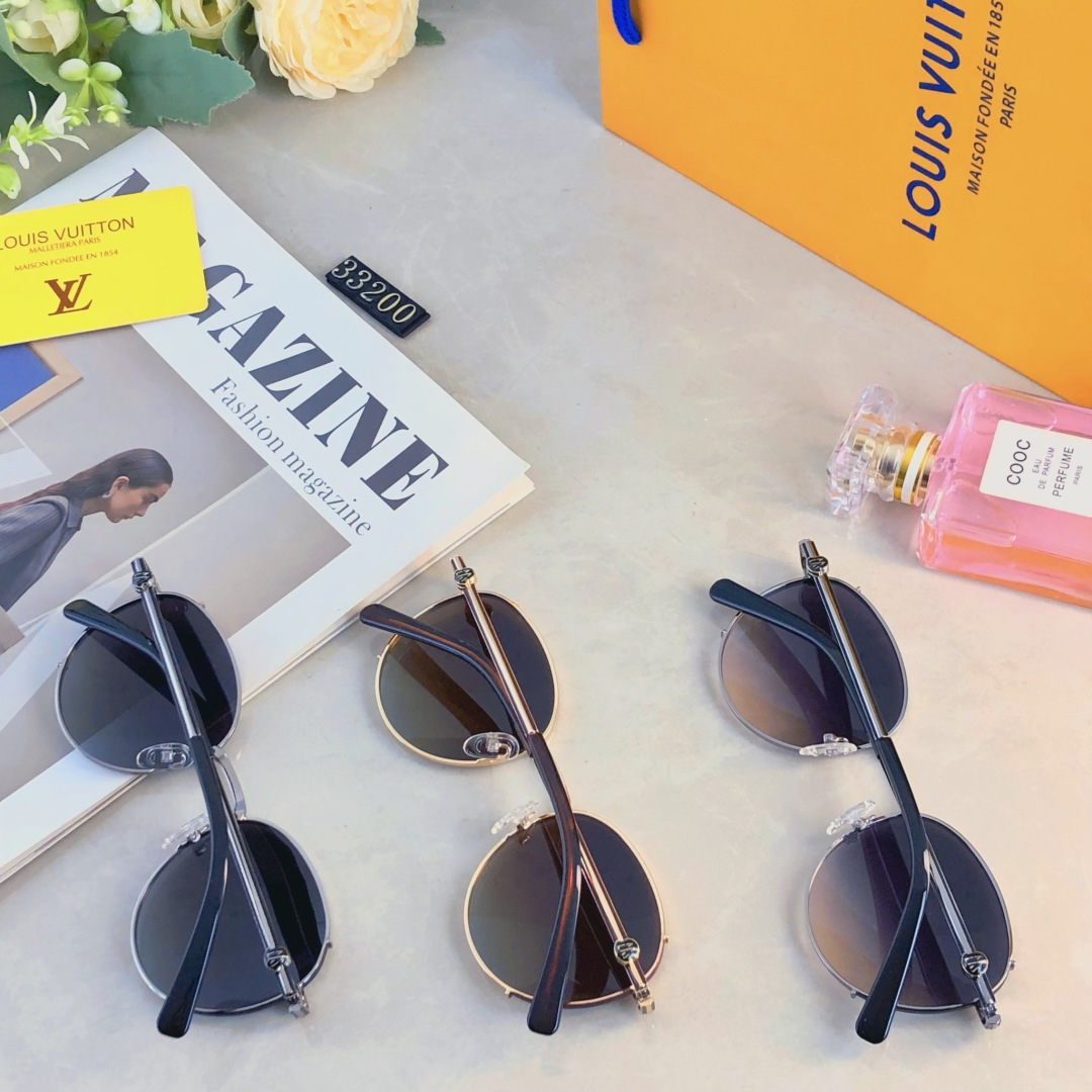 。。Louis vuitto*欧美风金属圆形复古偏光墨镜女高级感防紫外线开车时尚太阳镜男潮