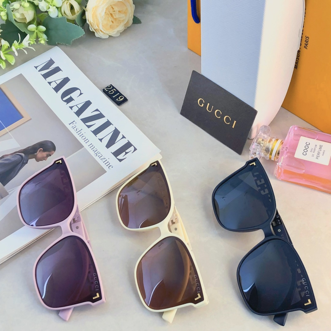 。。Gucc*2025新款偏光太阳镜时尚网红款韩版紫外线墨镜女士大框圆脸眼镜