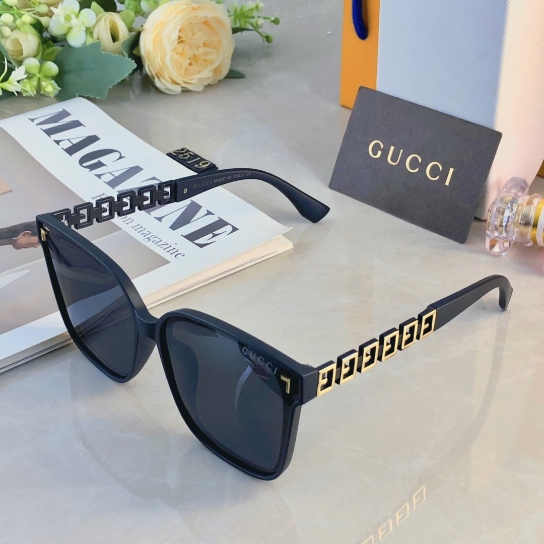 。。Gucc*2025新款偏光太阳镜时尚网红款韩版紫外线墨镜女士大框圆脸眼镜