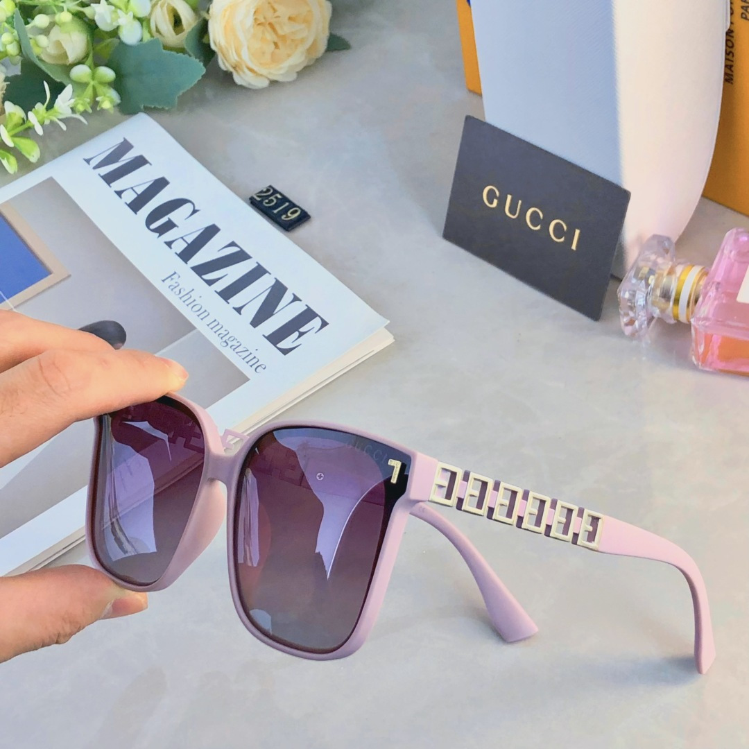 。。Gucc*2025新款偏光太阳镜时尚网红款韩版紫外线墨镜女士大框圆脸眼镜