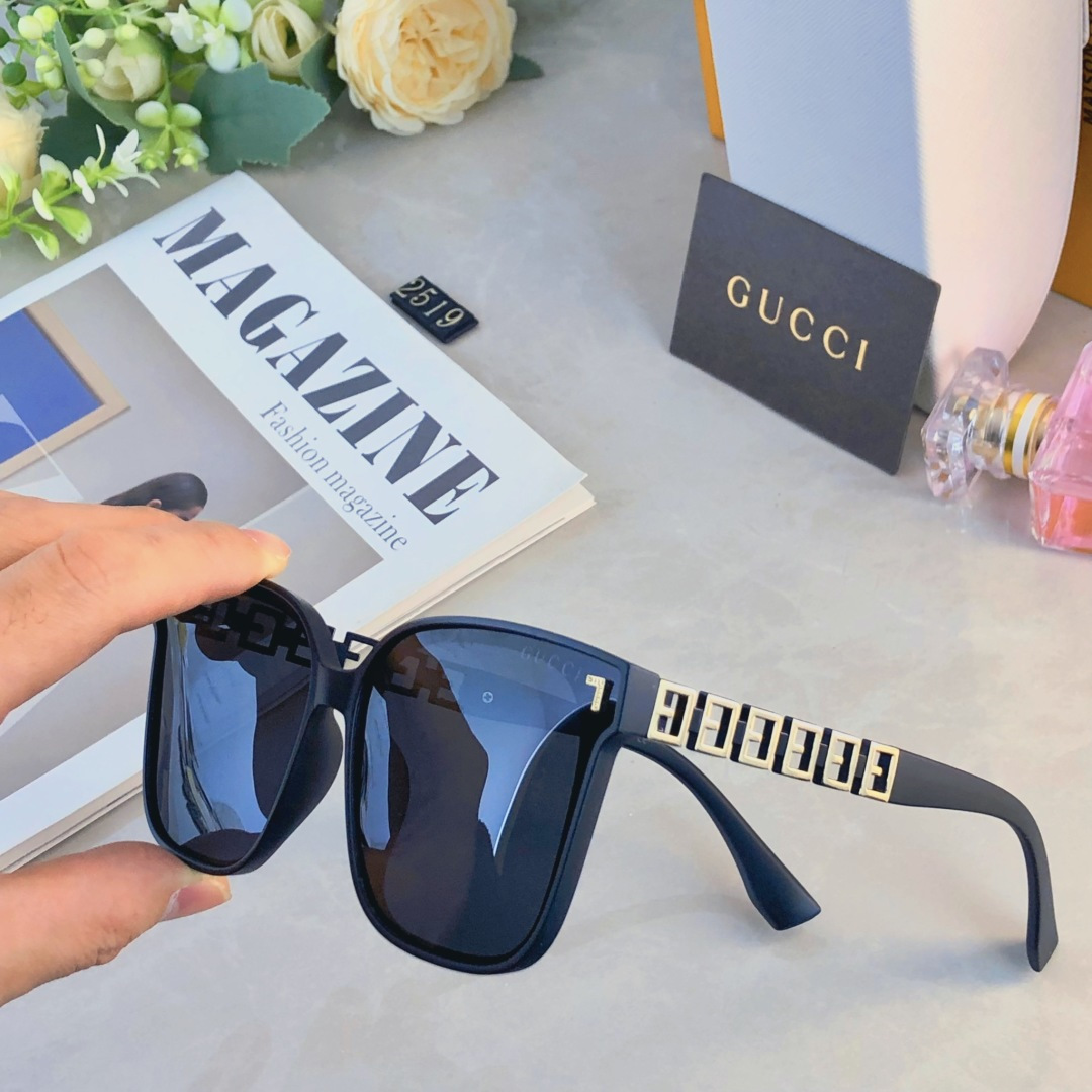 。。Gucc*2025新款偏光太阳镜时尚网红款韩版紫外线墨镜女士大框圆脸眼镜