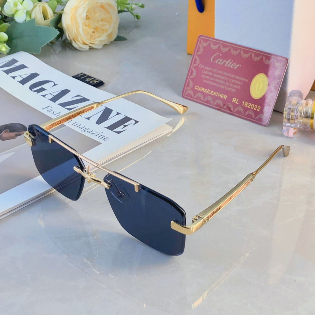 。。Cartie*新款切边时尚无框防晒太阳镜欧美潮流墨镜男女同款sunglasses