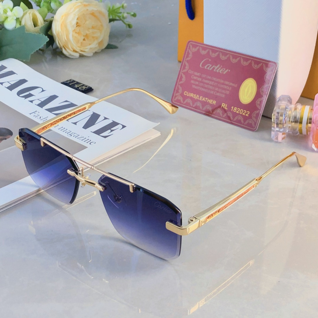 。。Cartie*新款切边时尚无框防晒太阳镜欧美潮流墨镜男女同款sunglasses