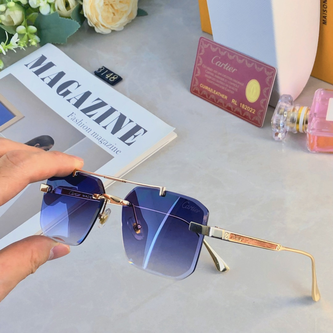 。。Cartie*新款切边时尚无框防晒太阳镜欧美潮流墨镜男女同款sunglasses