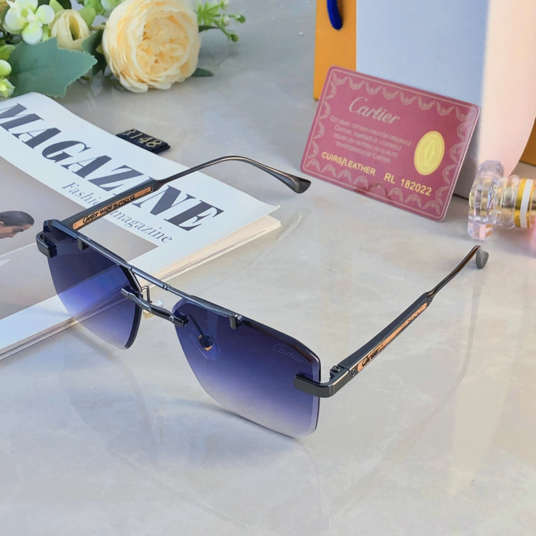 。。Cartie*新款切边时尚无框防晒太阳镜欧美潮流墨镜男女同款sunglasses