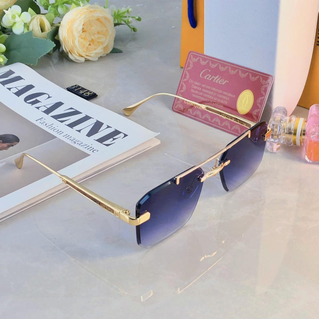 。。Cartie*新款切边时尚无框防晒太阳镜欧美潮流墨镜男女同款sunglasses