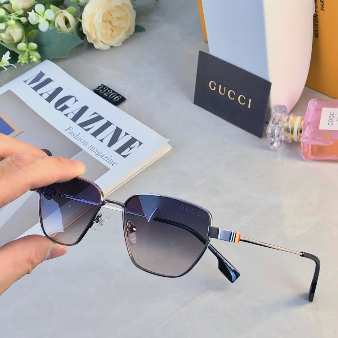 。。Gucc*新款欧美小框方形高清偏光墨镜女高级感防紫外线复古太阳镜男开车