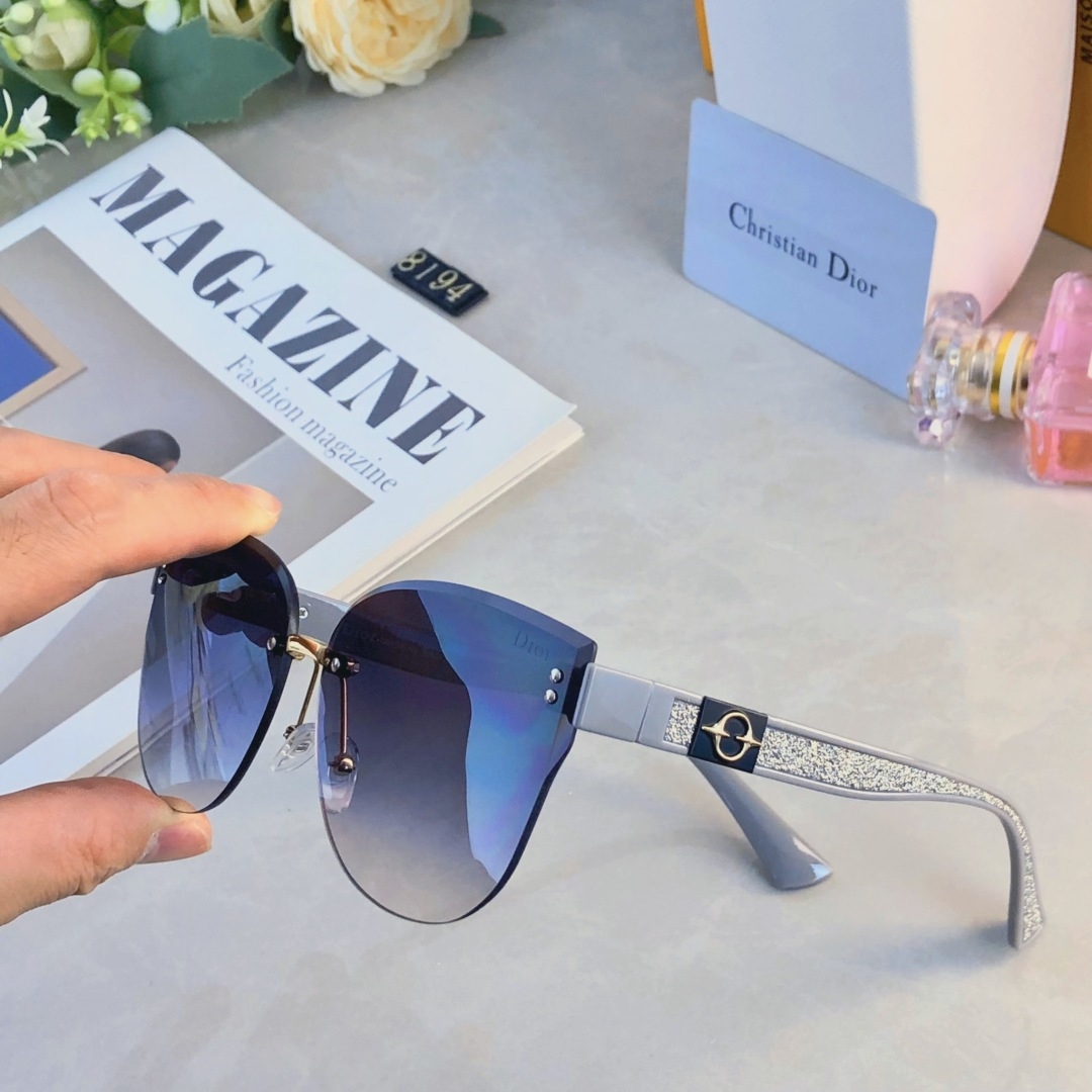 。。Dio*猫眼高级感无框大脸太阳镜女潮防晒防紫外线个性墨镜女士