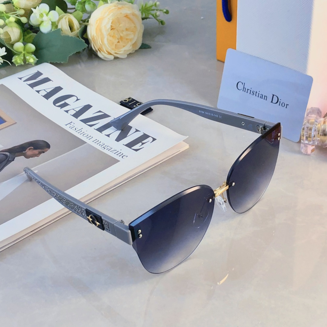 。。Dio*猫眼高级感无框大脸太阳镜女潮防晒防紫外线个性墨镜女士