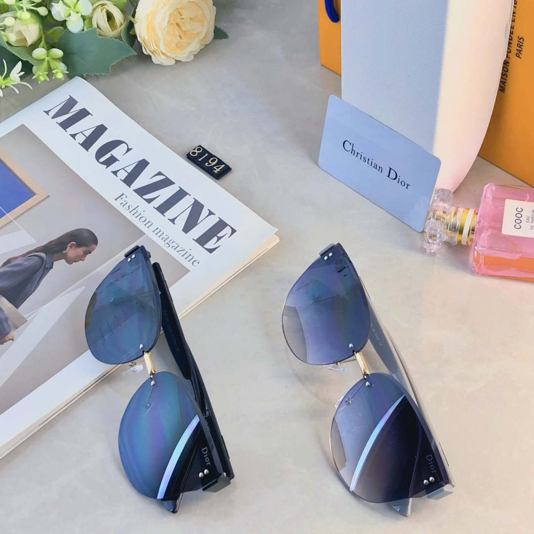 。。Dio*猫眼高级感无框大脸太阳镜女潮防晒防紫外线个性墨镜女士