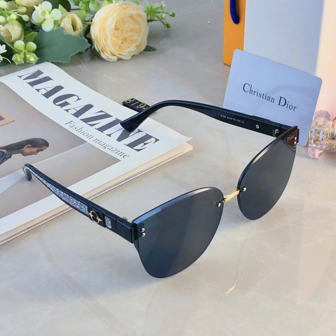 。。Dio*猫眼高级感无框大脸太阳镜女潮防晒防紫外线个性墨镜女士