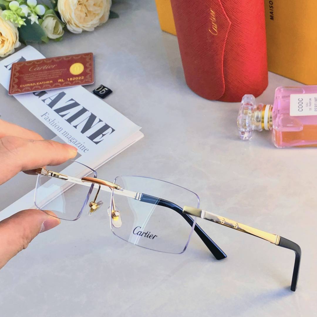 。。Cartie*新款时尚休闲眼镜框高端商务无框近视眼镜