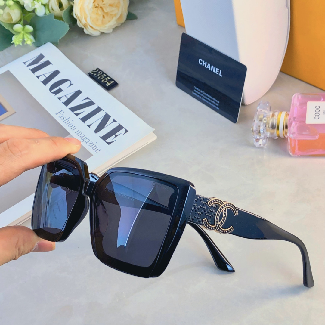 。。Chane*新款高级感大框方形时尚太阳镜复古休闲个性潮流女墨镜防紫外线