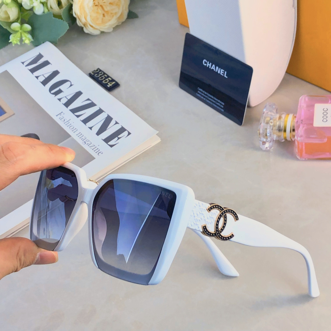 。。Chane*新款高级感大框方形时尚太阳镜复古休闲个性潮流女墨镜防紫外线