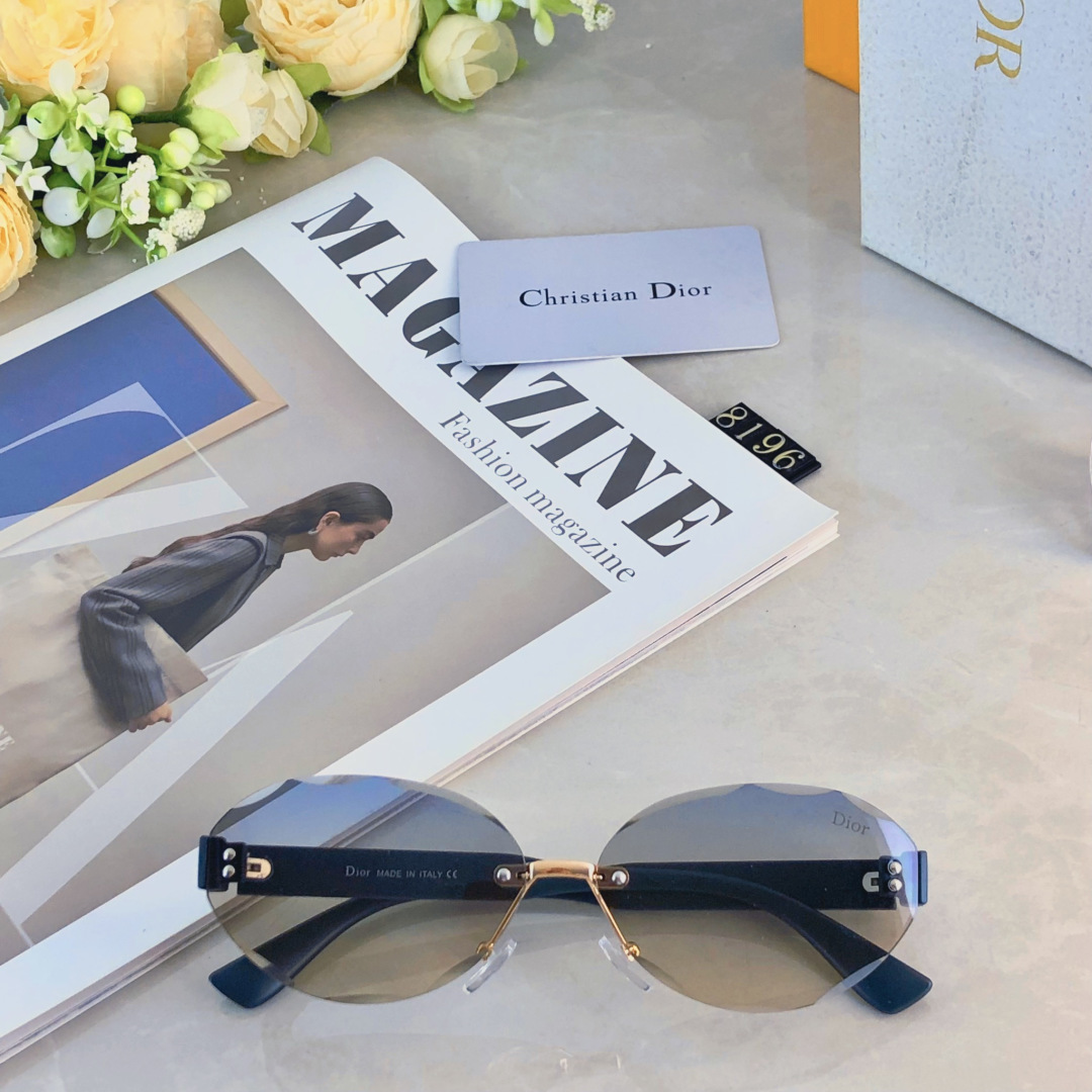 。。Dio*辣妹墨镜女美式网红款椭圆无边框小脸个性防紫外线遮阳太阳眼镜