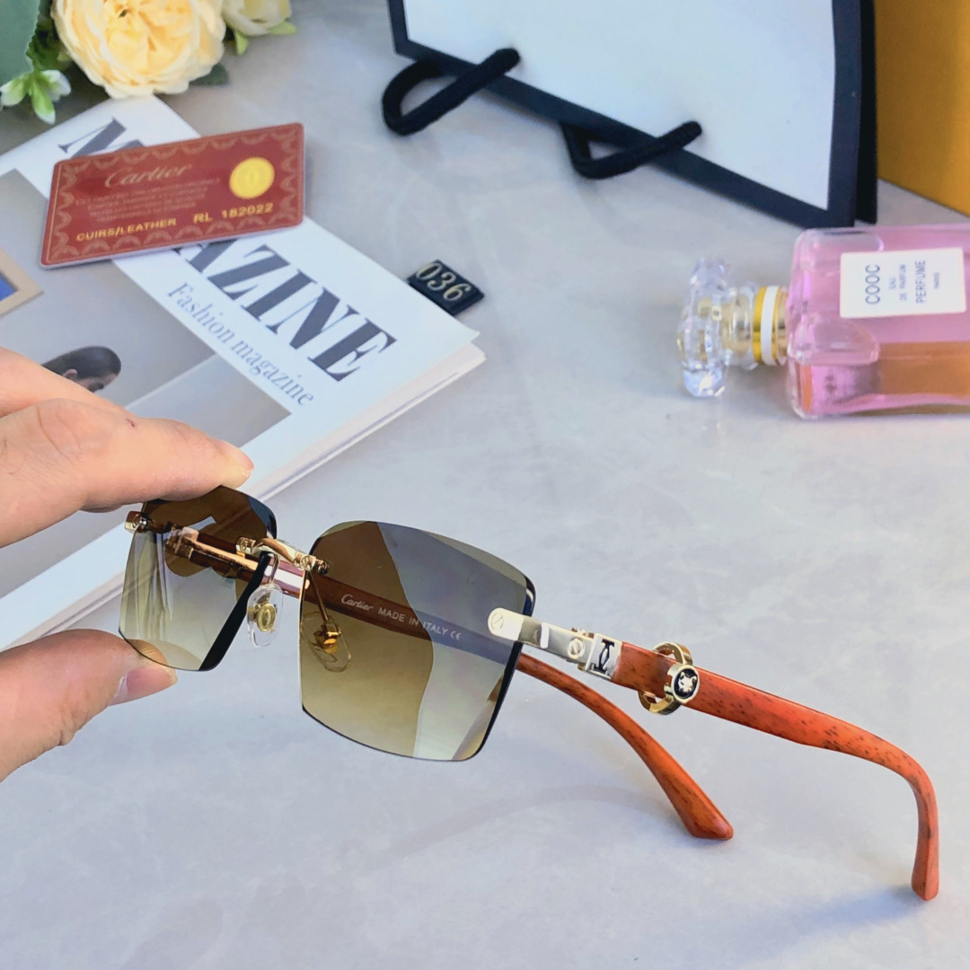 。。Cartie*欧美方形前卫个性小框太阳眼镜女ins无框超酷网红墨镜防紫外线男