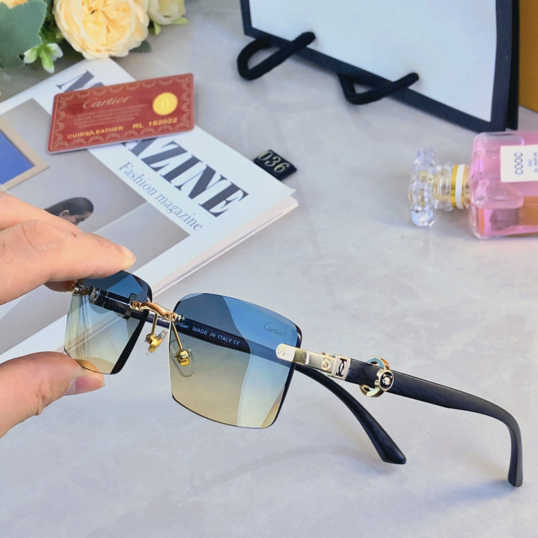 。。Cartie*欧美方形前卫个性小框太阳眼镜女ins无框超酷网红墨镜防紫外线男